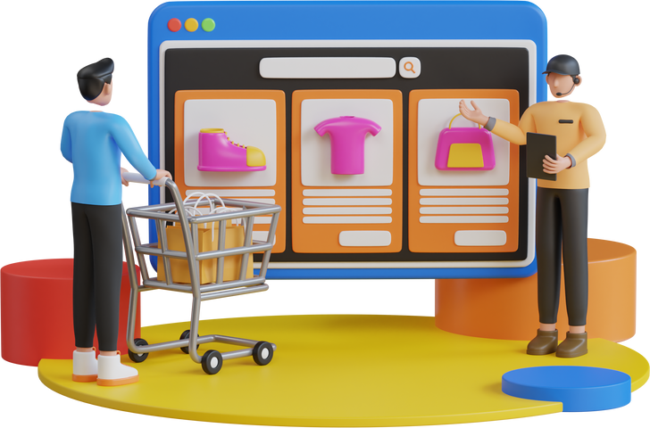 3D Illustration of Live Commerce, E-commerce and Online Selling